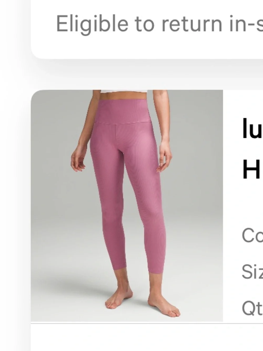 lululemon athletica Align Ribbed High-Rise Pant 25” in Velvet Dust/Pink